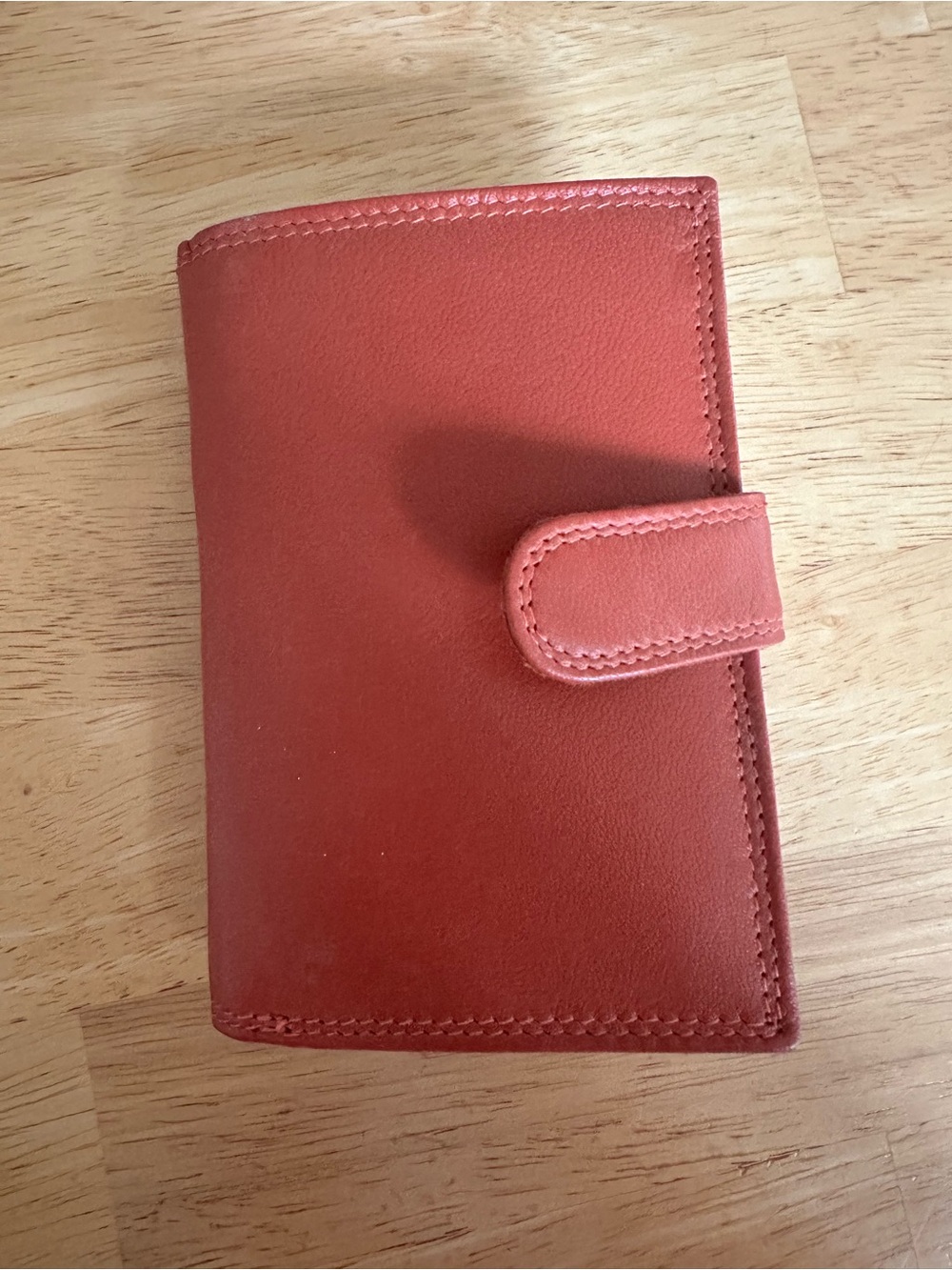 Genuine Leather Card Organizer Wallet - Burgundy/Terracotta